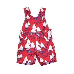Nantucket Kids Red Atlantic Cup Overalls